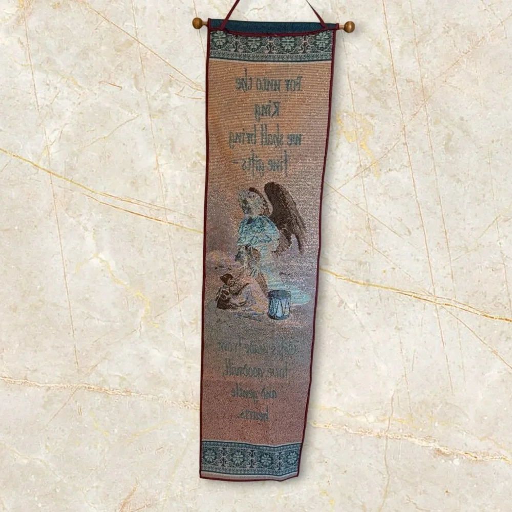 Vintage Tapestry Angel‎ Christmas Religious For Unto A King 35